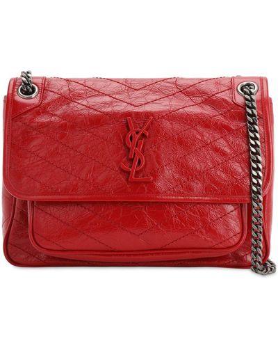 Saint Laurent Medium Nikki Monogram Leather Bag - Red