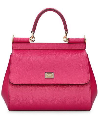 Dolce & Gabbana Small Sicily Leather Top Handle Bag - Pink