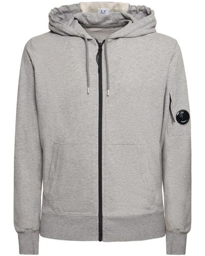 C.P. Company Light Fleece Zipped Hoodie - Grey