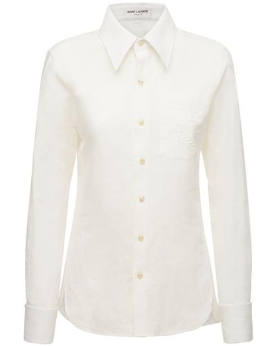 Saint Laurent Klassisches Hemd Aus Baumwolle Und Leinen - Weiß