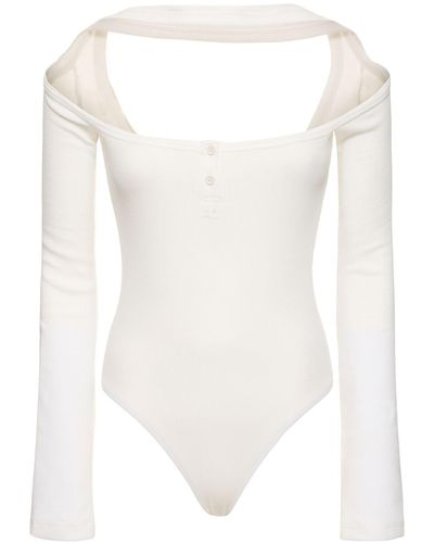 Courreges Hyperbole 90s Ribbed Cotton Bodysuit - White