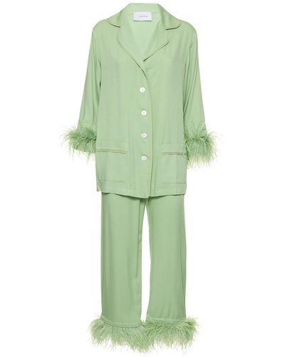 Sleeper Set pigiama in viscosa con piume - Verde