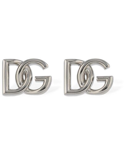 Dolce & Gabbana Clous d'oreilles à logo dg - Blanc