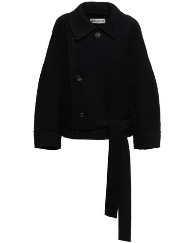 Issey Miyake Out Of A Cube Belted Wool Jacket - Black