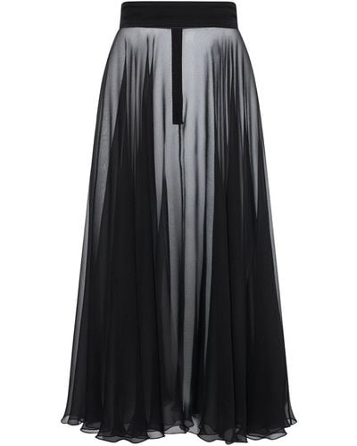 Dolce & Gabbana Pleated Silk Midi Skirt - Black