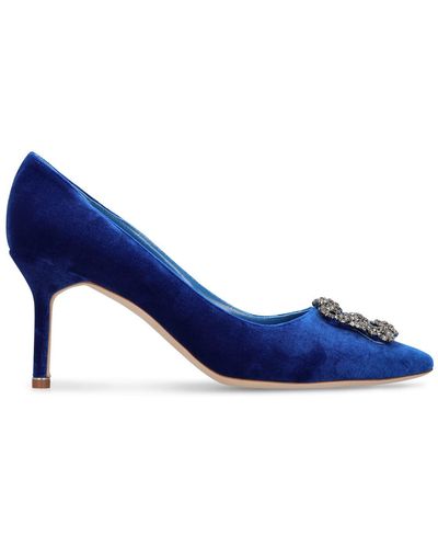 Manolo Blahnik 70Mm Hangisi Velvet Court Shoes - Blue