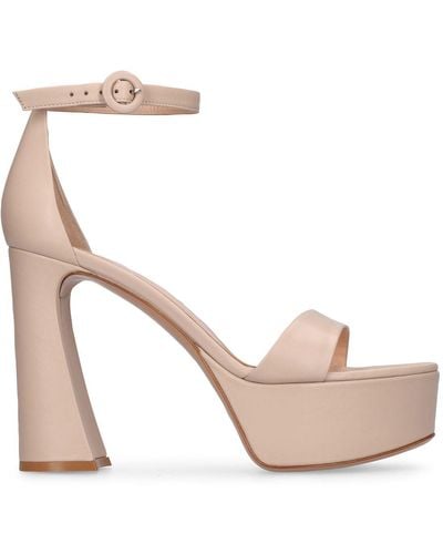 Gianvito Rossi 125Mm Holly Leather High Heel Sandals - Natural
