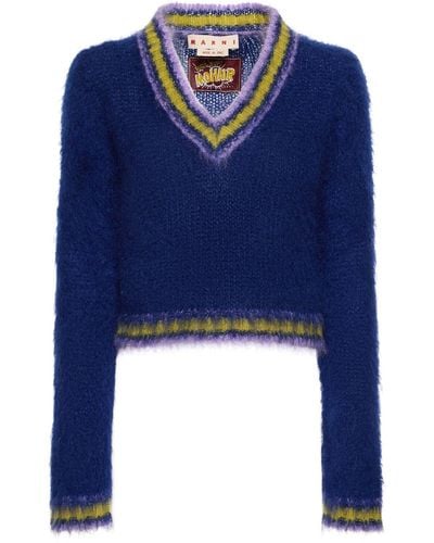 国内発送 MARNI ニット(クロップド プルオーバー ネイビー) ネイビー