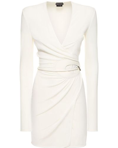 Tom Ford Jersey Wrap Mini Dress - White