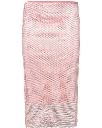 Sportmax Zinnia Embellished Mesh Midi Skirt - Pink