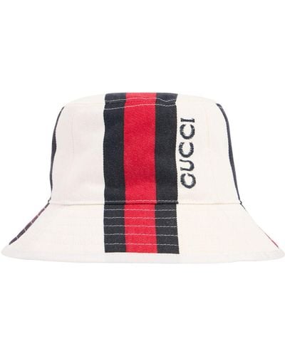 Gucci Web Detail Cotton Bucket Hat - White