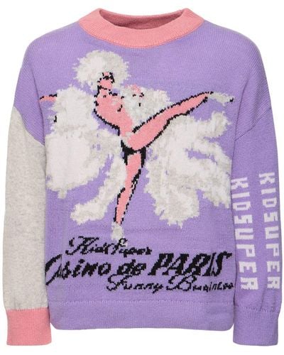 Kidsuper Casino De Paris High Neck Wool Jumper - Purple