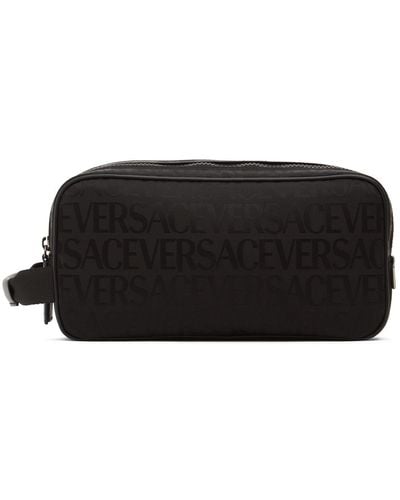 Versace Logo Jacquard Nylon Toiletry Bag - Black