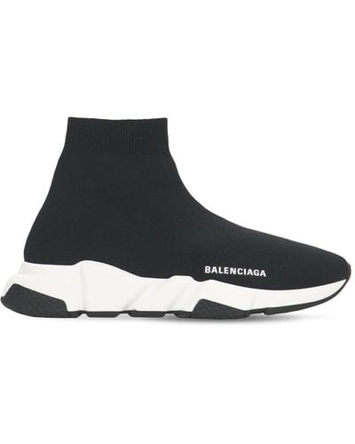 Balenciaga 30mm Hohe Sneakers Aus Recyceltem Strick "speed" - Schwarz