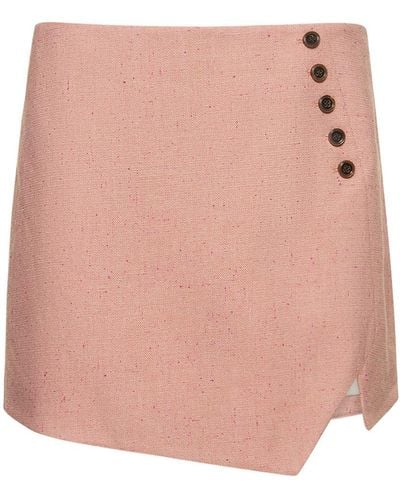 THE GARMENT Taranto Buttoned Viscose Mini Skirt - Pink