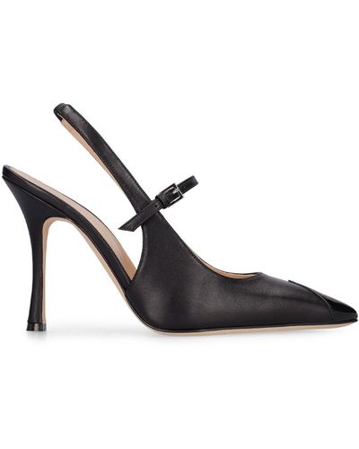 Alessandra Rich 100Mm Leather Slingback Pumps - Black