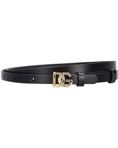 Dolce & Gabbana 1Cm Logo Leather Belt - White