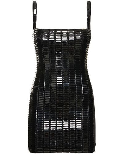 The Attico Rue Rectangular Sequined Mini Dress - Black