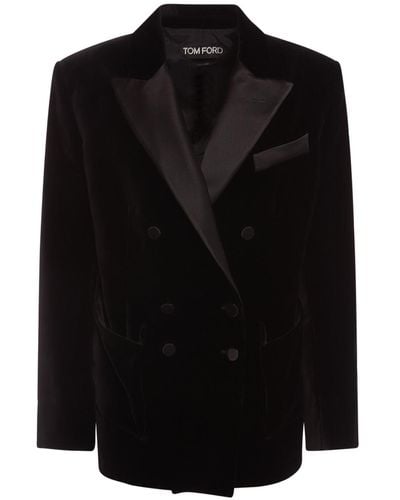 Tom Ford Veste de costume en velours de coton - Noir