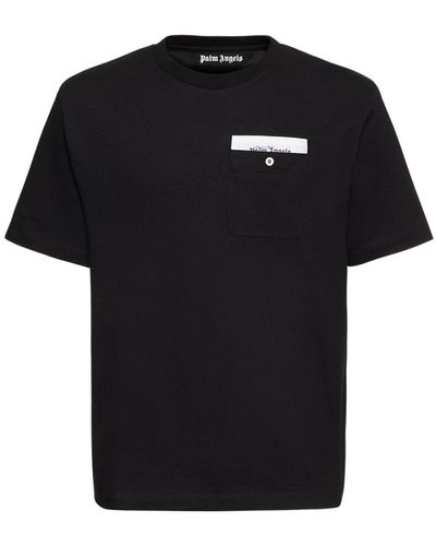 Palm Angels T-Shirt mit Logo-Streifen - Schwarz