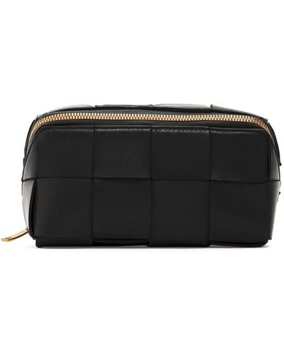 Bottega Veneta Cassette Leather Beauty Case - Black