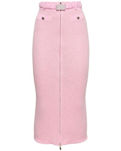 Alessandra Rich Sequined Cotton Blend Knit Midi Skirt - Pink