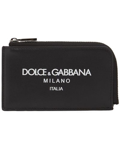 Dolce & Gabbana Tarjetero de piel con cremallera - Negro