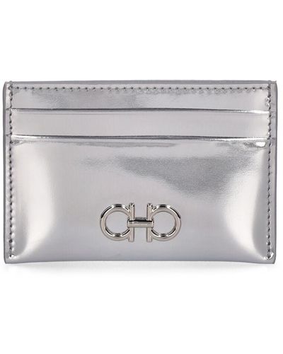 Ferragamo Leather Card Holder - Grey