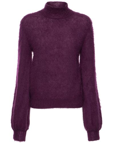 Alberta Ferretti Mohair Blend Turtleneck Sweater - Purple