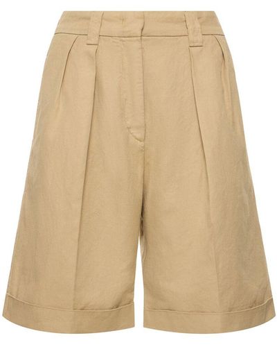 Aspesi Cotton Gabardine Knee Length Shorts - Natural