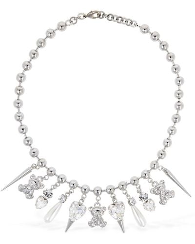 Alessandra Rich Chain Necklace W/ Charms - White