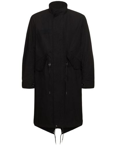 Sacai Cotton Blend Ripstop Long Coat - Black