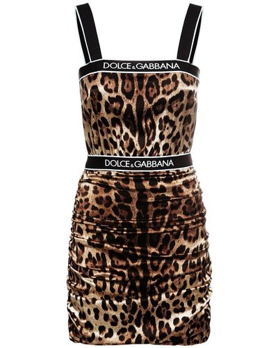Dolce & Gabbana Leopard シルクドレス - マルチカラー