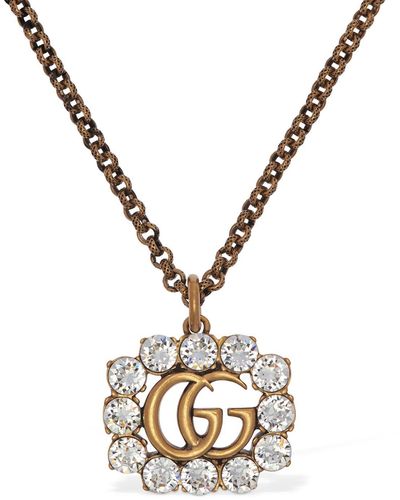 Gucci Gg Marmont Crystal Necklace - Metallic