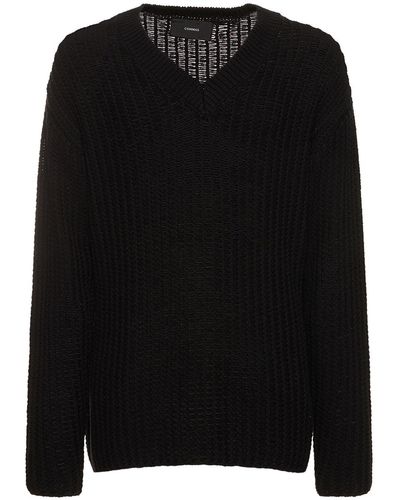 Commas Relaxed Fit V-Neck Knit Sweater - Black