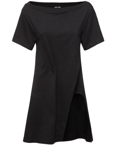 Courreges Boatneck Cotton Mini Dress - Black