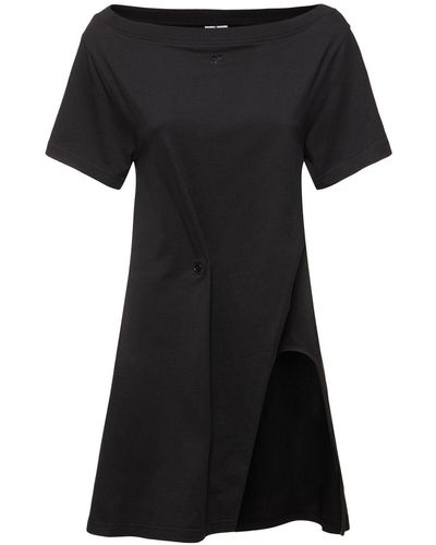 Courreges Robe courte en coton à encolure bateau - Noir