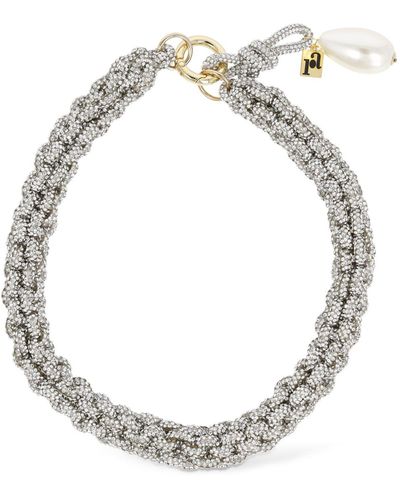 Rosantica Gaia Crystal & Faux Pearl Necklace - Metallic