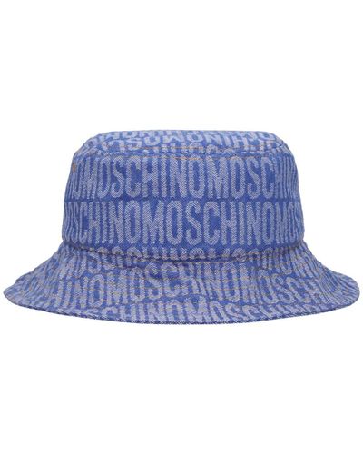 Moschino Monogram Jacquard Denim Bucket Hat In Blue