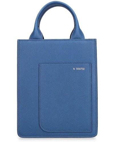 Valextra Mini Boxy Shopping Top Handle Bag - Blue
