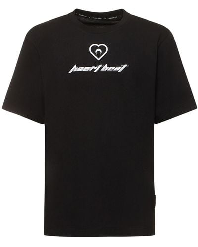 Marine Serre T-shirt en jersey de coton imprimé heartbeat - Noir