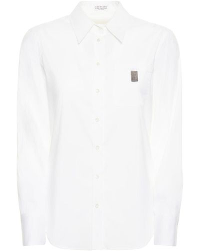 Brunello Cucinelli Stretch Cotton Poplin Shirt - White