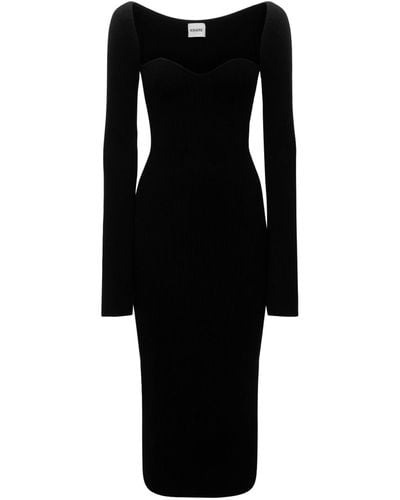 Khaite Beth Stretch Viscose Bustier Midi Dress - Black