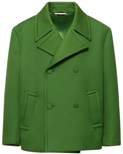 Valentino Wool Blend Caban Coat - Green