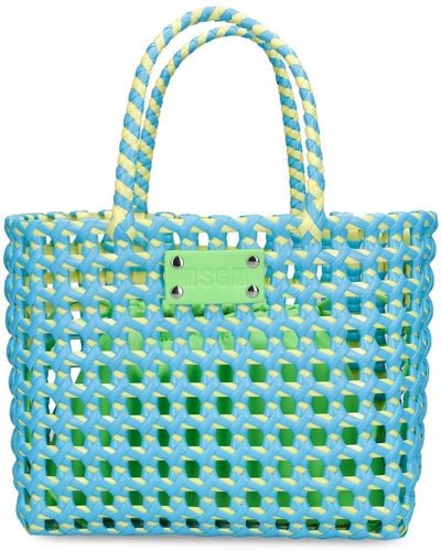 MSGM Bolso bucket pequeño waved - Azul