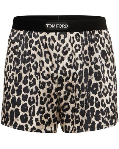 Tom Ford Snow Leopard シルクブレンドボクサーブリーフ - ブラック