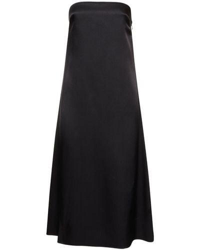 Anine Bing Megan Strapless Silk Satin Midi Dress - Black