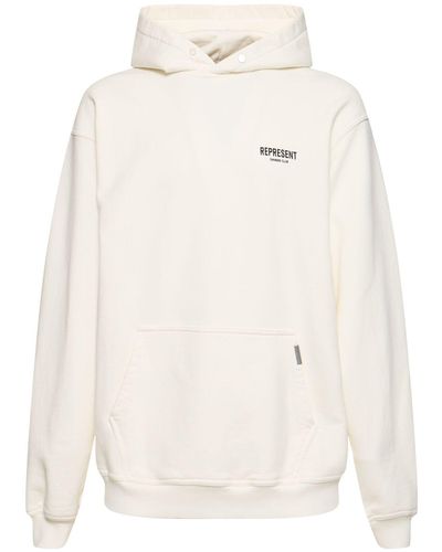 Represent Owners Club Logo Cotton Hoodie - Natural