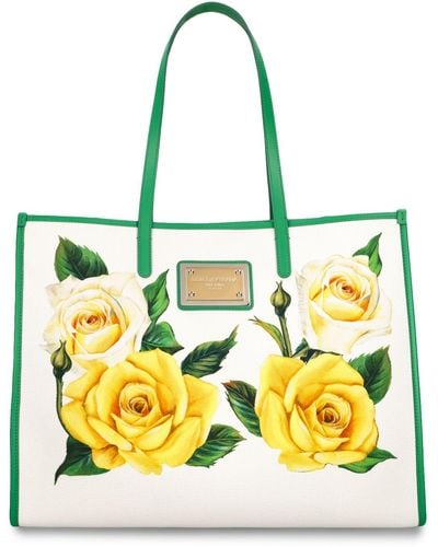 Dolce & Gabbana Floral-Print Large Tote Bag - Yellow