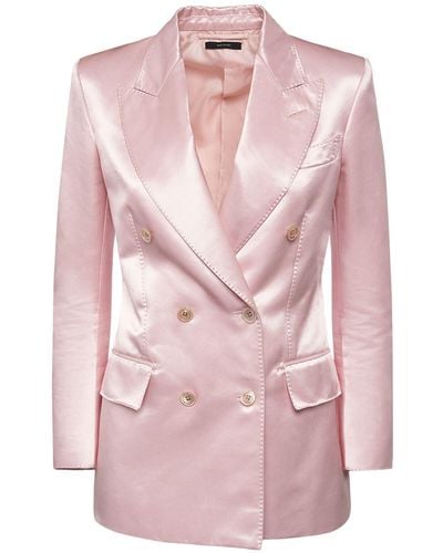 Tom Ford Cotton Blend Duchesse Blazer - Pink